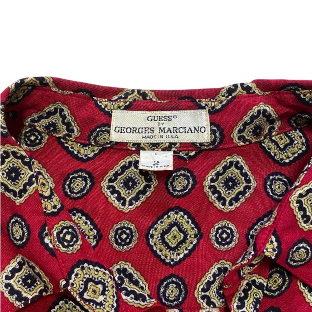 Vintage 1980’s Guess by Marciano Red Medallion Print Button-Down Shirt